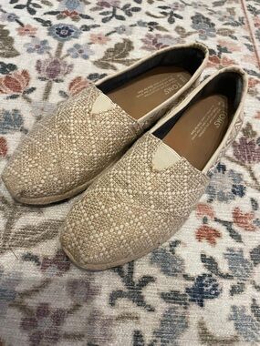 TOMS Natural Woven Espadrille Slip-On Flats
